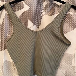 Hollister Olive Green Ribbed Crop Top